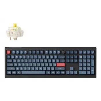 Teclado Keychron V6 Max Full-size (100%) RF sem fios + Bluetooth mecânico RGB preto/cinzento