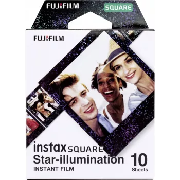 Fujifilm | Filme instantâneo Instax Square Star Illumination (10 folhas) | 86 x 72 mm | Tamanho de impressão: 86 mm x 72 mm, tamanho da imagem: 62 mm x 62 mm | Quantidade 10