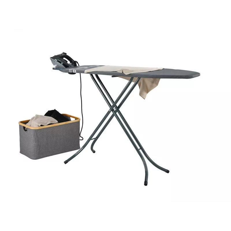Leifheit Classic M Black 72486 tábua de engomar de tamanho normal, 120 x 38 cm, altura 69–88 cm, preta