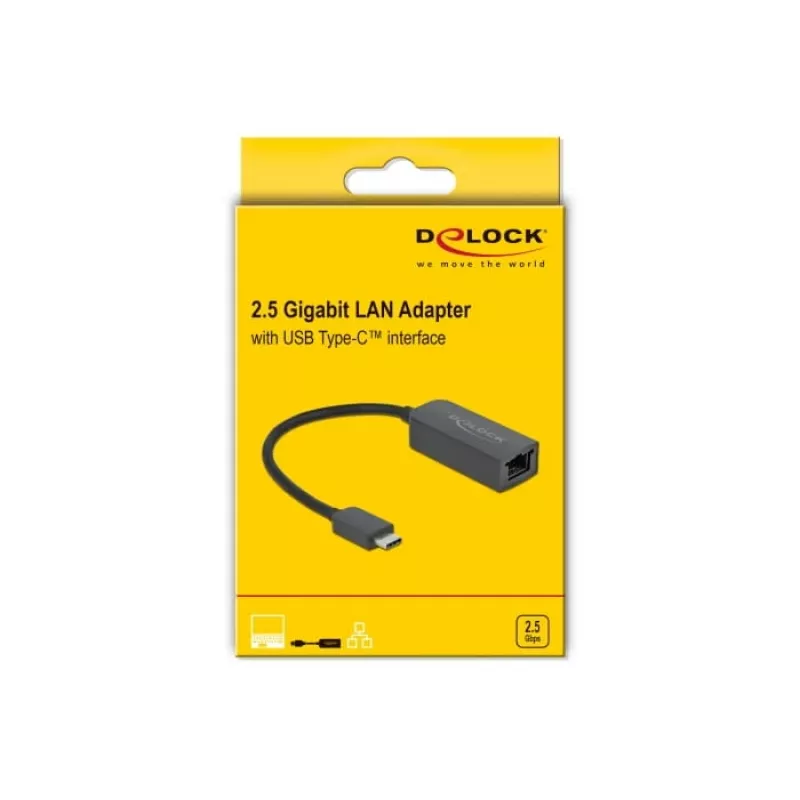 Adaptador USB Type-C macho para LAN 2,5 Gigabit compacto DeLOCK 66645