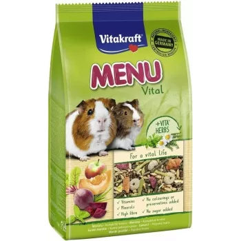 Alimento em pellets para porquinhos-da-índia Vitakraft Menu Vital 1 kg — sabor a cereais, vitamina C, 12,5% fibra bruta, sem soja