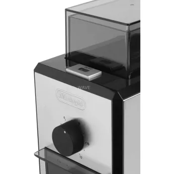 Moinho de café De’Longhi KG89 — capacidade para 120 g de grãos, 110 W, 12 chávenas, caixa de aço inoxidável e plástico