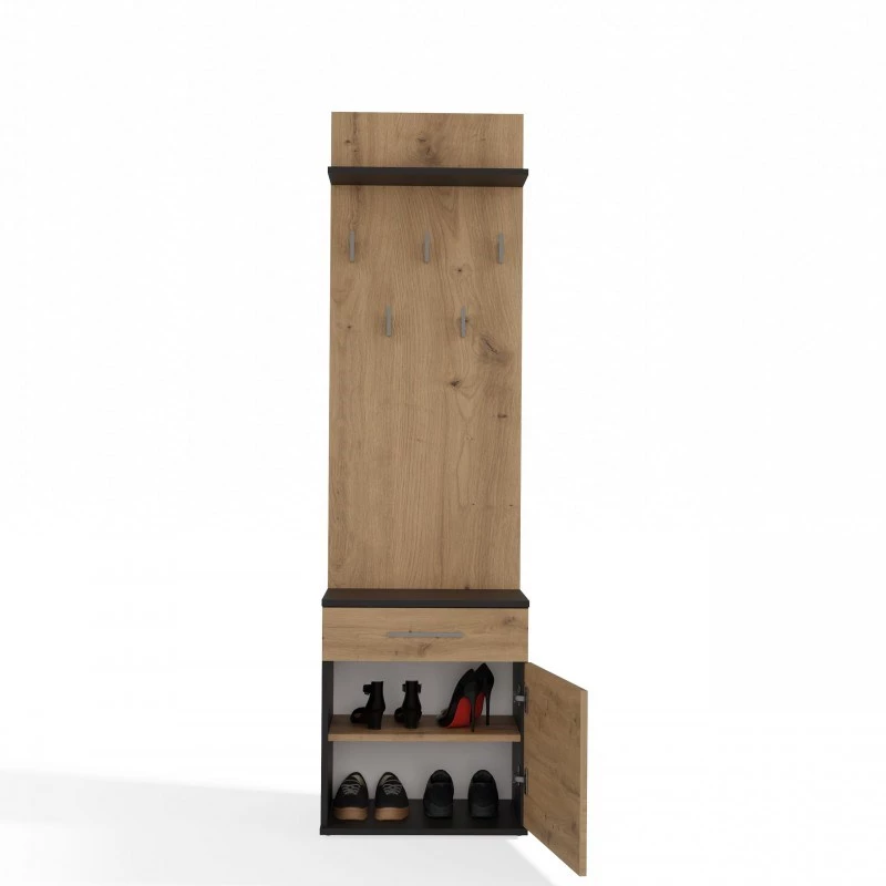Cabide Top e Shop DUO WIESZAK ANT/ART antracite e carvalho, aglomerado, 5 ganchos