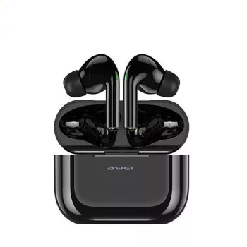 Auscultadores Bluetooth 5.0 T29 TWS AWEI + estação de carregamento preto/preto