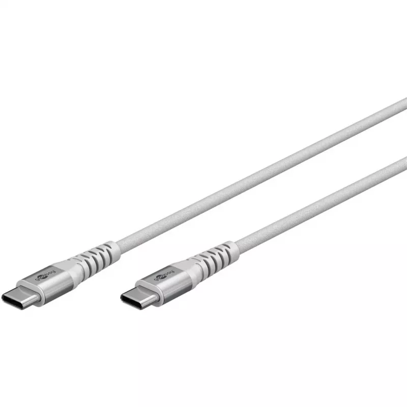 Cabo USB 2.0 entrançado super macio, ficha USB-C > ficha USB-C (branco, 1 metro)