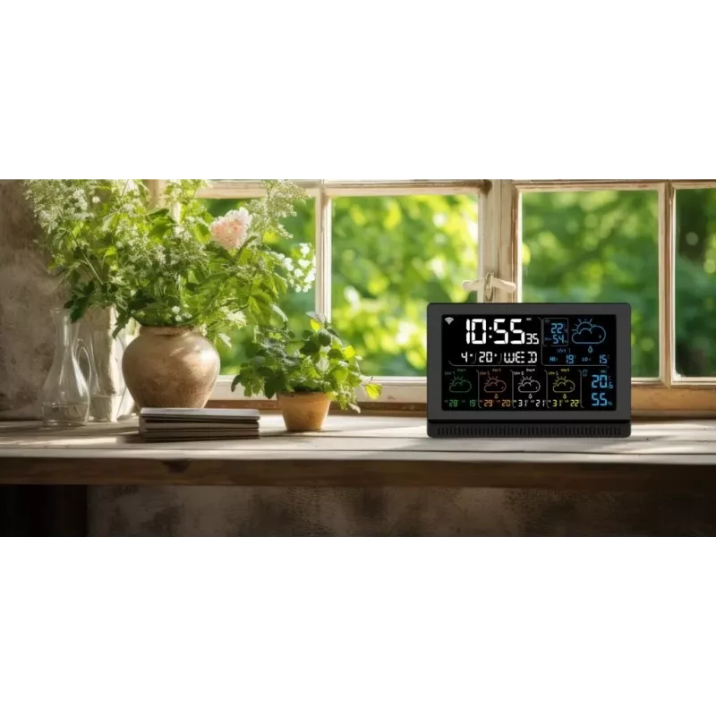 Manta MTO200B Windy Smart estação meteorológica com sensor exterior, Wi-Fi, preta