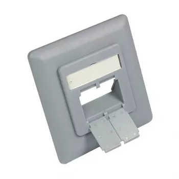 Peça central 50x50 mm incl. moldura de cobertura 80x80 mm para tomadas de rede, cinzento-prateado (mate) RAL7001, Good Connections (GC-N0053)