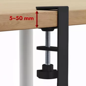 Gestão de cabos para secretária MACLEAN MC-102 – prateleira de dois níveis sob a secretária, carga máxima 5 kg, comprimento máximo 728 mm, preto