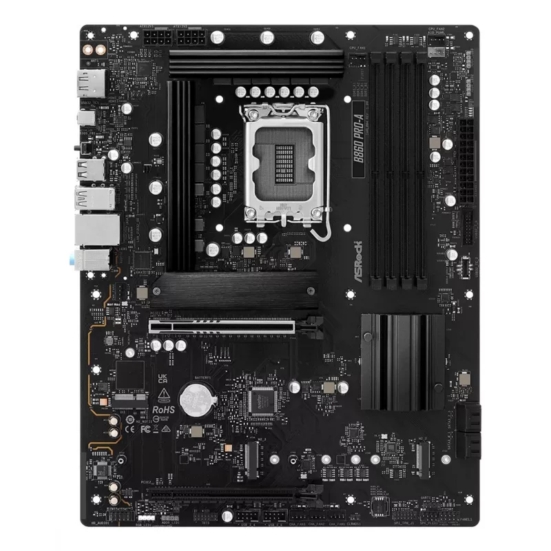 Placa-mãe ASRock B860 Pro-A — Intel B860 ATX, LGA 1851, DDR5, 4x DIMM, 256GB, LAN 2.5Gb, 1x M.2, 4x SATA III