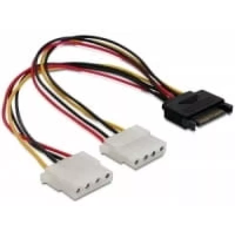 SATA 15 pinos para 2x conector fêmea Molex de 4 pinos 20 cm DeLOCK 65159