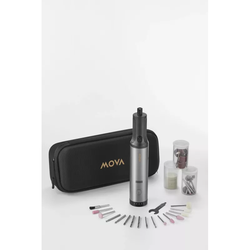 Conjunto de ferramenta rotativa a bateria MOVA MRT008 — peça de mão rotativa 8V com conjunto de acessórios para perfurar, lixar, polir e cortar
