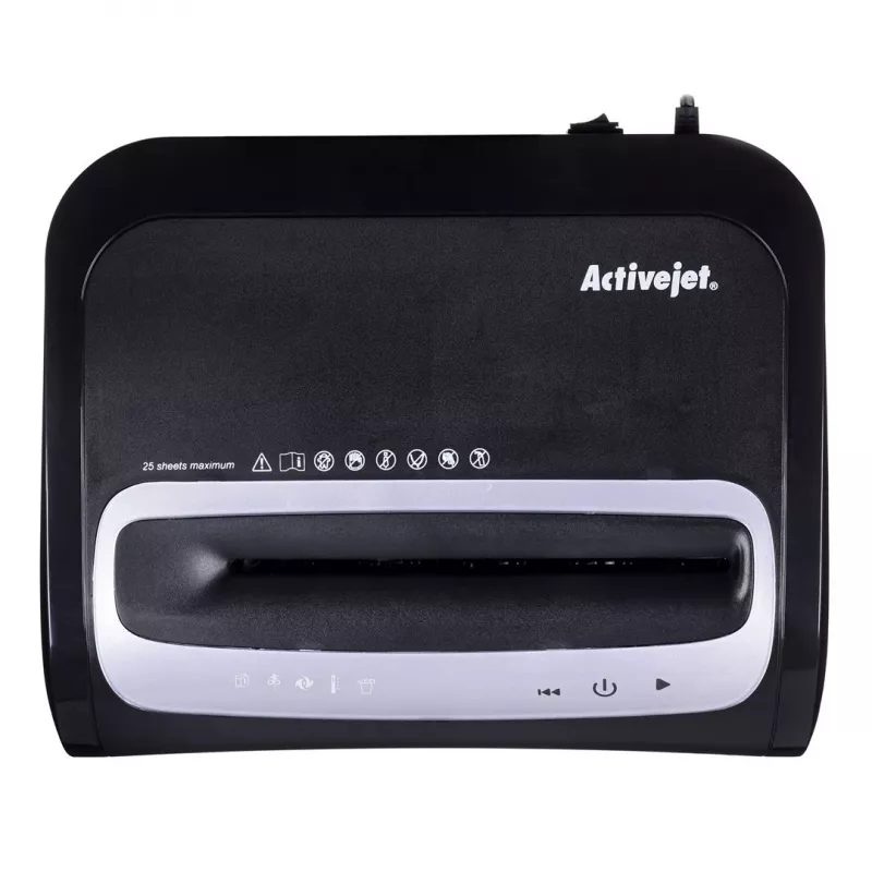Activejet ASH-2502C destruidora de papel, P-4, 25 folhas, 28 l, fragmentos de 4x40 mm, preto