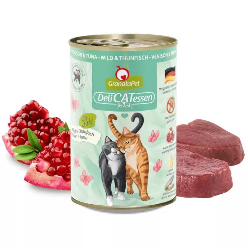 Granatapet DeliCATessen comida húmida para gatos com veado e atum, 400 g
