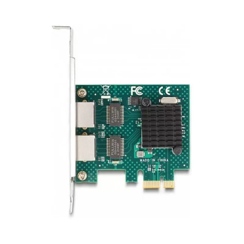 Placa DeLOCK PCI Express x1 2 x RJ45 Gigabit LAN BCM cinzento