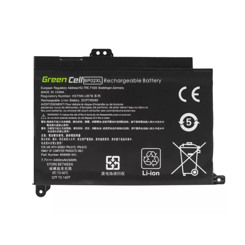 Bateria Green Cell HP150 — Polímero de lítio 4500 mAh, para HP Pavilion 15-AU / 15-AW série, preto