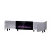 Móvel de TV Cama Meble PAFOS EF com lareira elétrica 180×42×49 cm, branco mate