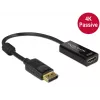 DeLOCK - Adaptador de vídeo/áudio - DisplayPort / HDMI - DisplayPort (macho) - HDMI, 19 pinos (fêmea) - 20 cm - (DisplayPort 1.2) - Preto (62609)