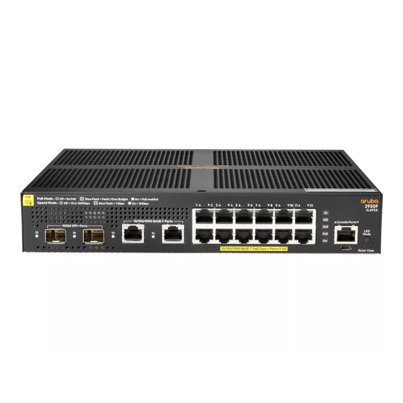 Switch gerido Aruba 2930F 12G PoE+ 2G/2SFP+