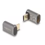 Adaptador USB DeLOCK 40 Gbit/s USB Type-C PD 3.0 100 W ficha para conector fêmea angular 8K 60 Hz metal