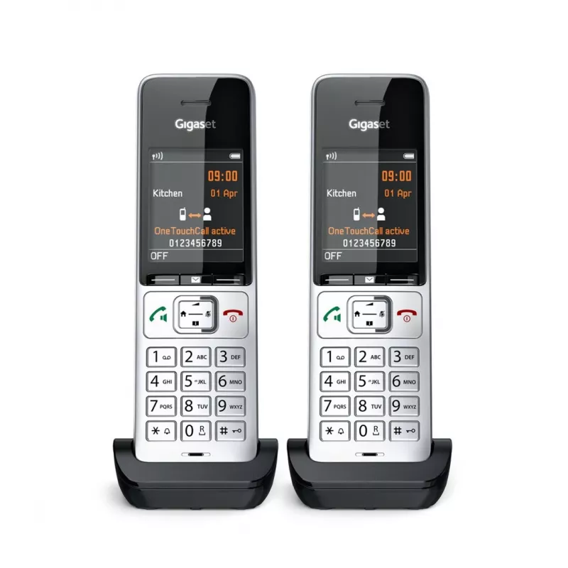 Telefone analógico/DECT Gigaset COMFORT 500HX duo com identificação de chamadas preto, prateado
