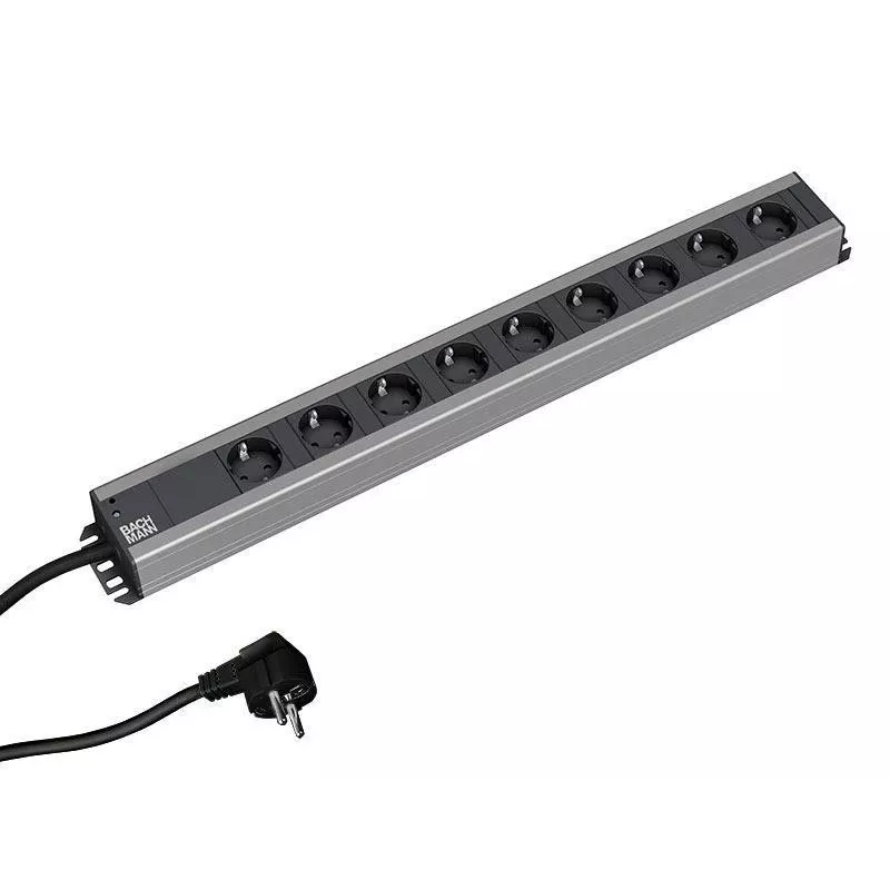 Extensão elétrica Bachmann 300.001 2 m 9 tomadas AC, interior, preto, cinzento