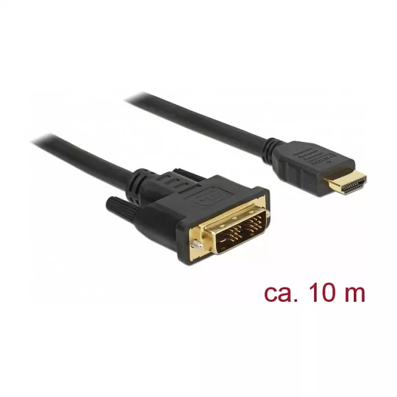 Adaptador de cabo de vídeo DeLOCK 85587 10 m HDMI Tipo A DVI-D Preto