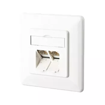 Tomada de dados BTR E-DAT C6A, Cat.6A, 2 tomadas, encastrar, branco puro RAL 9010 Para ligação de 2 PCs (130C381002-I)