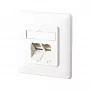 Tomada de dados BTR E-DAT C6A, Cat.6A, 2 tomadas, encastrar, branco puro RAL 9010 Para ligação de 2 PCs (130C381002-I)