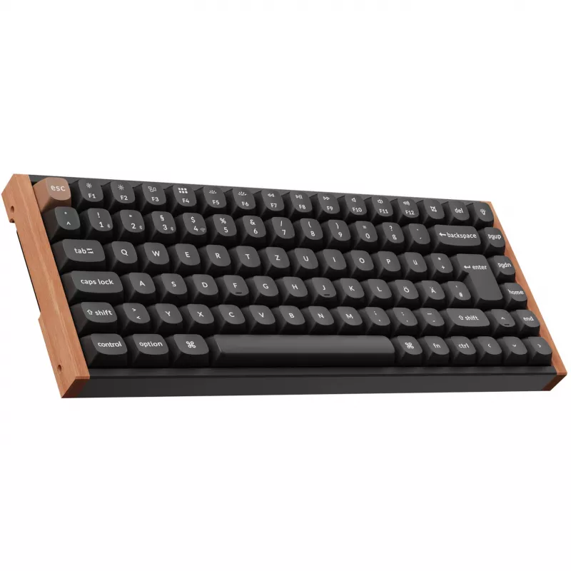Keychron K2 HE (preto/madeira, layout DE, Gateron Double-Rail Magnetic Nebula, estrutura em alumínio)