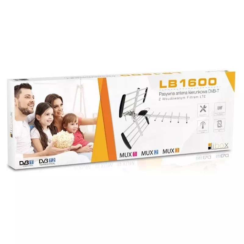 Libox LB1600 antena de TV direcional DVB-T, 16 elementos, passiva, para exterior, 18 dB, filtro LTE