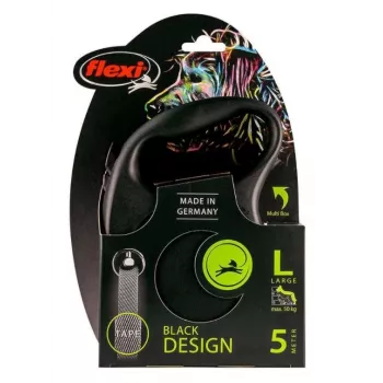 Treia Flexi Black Design L 5 m com mecanismo retrátil para cão