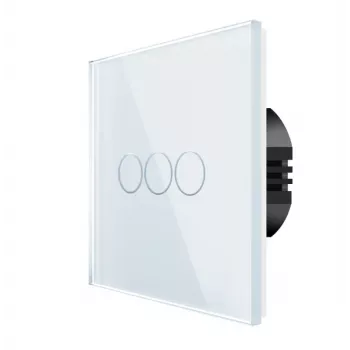 Interruptor de parede tátil Spring 3 vias vidro branco — Modelo 0