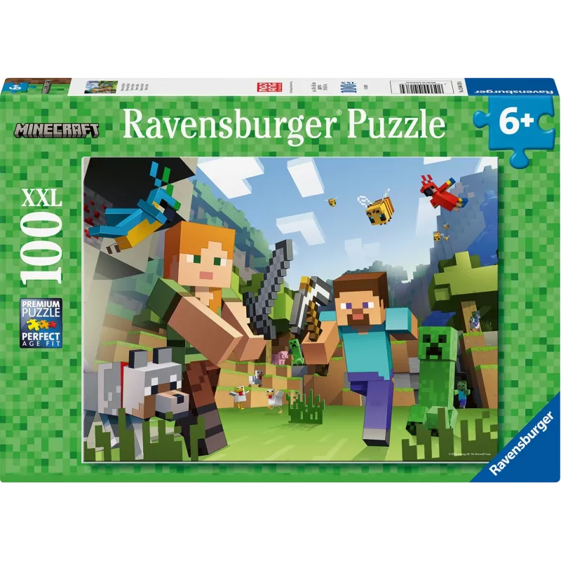 Puzzle XXL 100 peças - Minecraft Ravensburger XXL 100 peças com artwork de Minecraft. O produto destina-se a criança a partir dos 6 anos. A Ravensburger é o maior fabricante de puzzles do mundo e produz puzzles há mais de 120 anos. Os puzzles Ravensburger distinguem-se por uma superfície especial antirreflexo e são feitos de cartão grosso patenteado com uma…