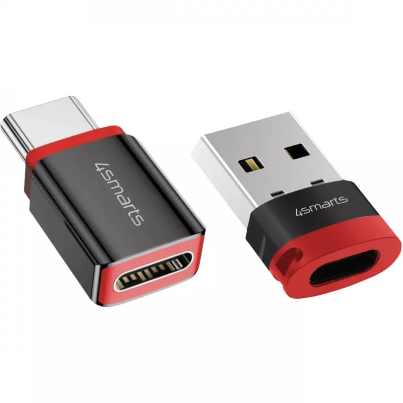 Adaptador de interface 4smarts 541615 – USB Type-A (host) para USB Type-C (saída), preto, ficha macho para conector fêmea, pack de 2