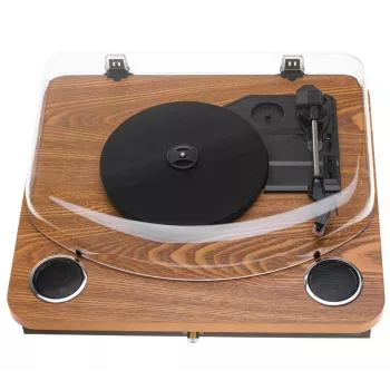 Gira-discos analógico de acionamento por correia Adler AD 1914 com porta USB, prato cerâmico, motor DC, 33 1/3 rpm, Bluetooth 5.4, saídas RCA, altifalantes incorporados