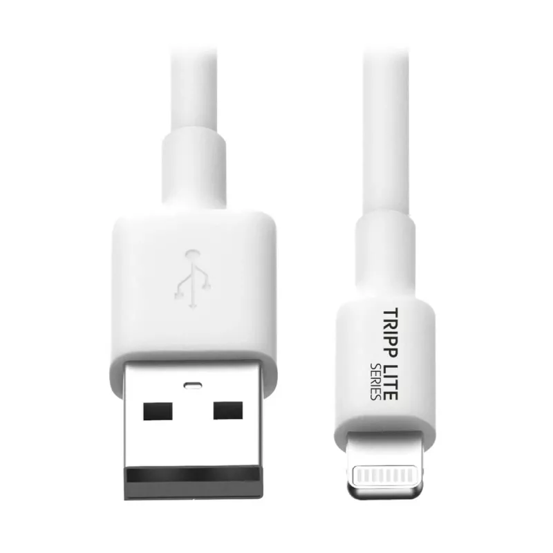 Cabo de sincronização/carregamento USB-A para Lightning Eaton Tripp Lite Series (M/M) - Certificado MFi, branco, 6 pés (1,8 m) - Cabo de dados/alimentação - USB macho para Lightning