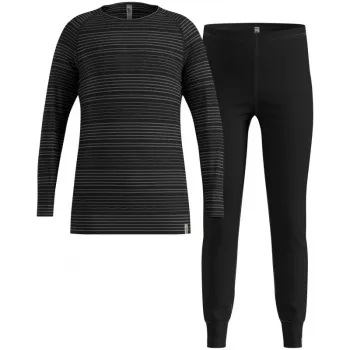 Odlo Set long ACTIVE WARM ECO SET conjunto de roupa interior criança, tamanho 140 cm, preto e cinzento