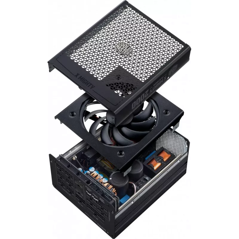 Fonte de alimentação Cooler Master X Mighty Platinum 2000W 230V, ATX 24 pinos, 80 PLUS Platinum, preta, ventoinha de 12 cm