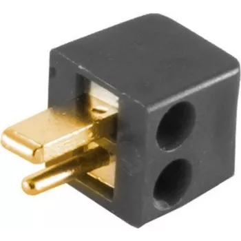 shiverpeaks BASIC-S Ficha angular para altifalante mini, de rosca, banhada a ouro, preta