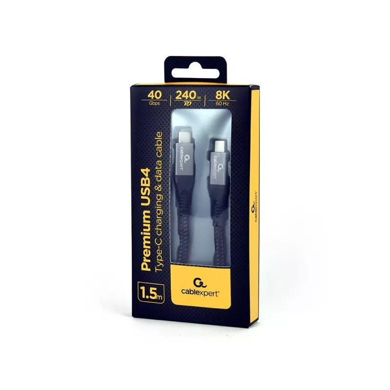 Cabo USB-C para USB-C GEMBIRD CCBP-USB4-CMCM240 1,5 m, USB4 Gen 3x2, 40 Gbit/s, 240 W, preto
