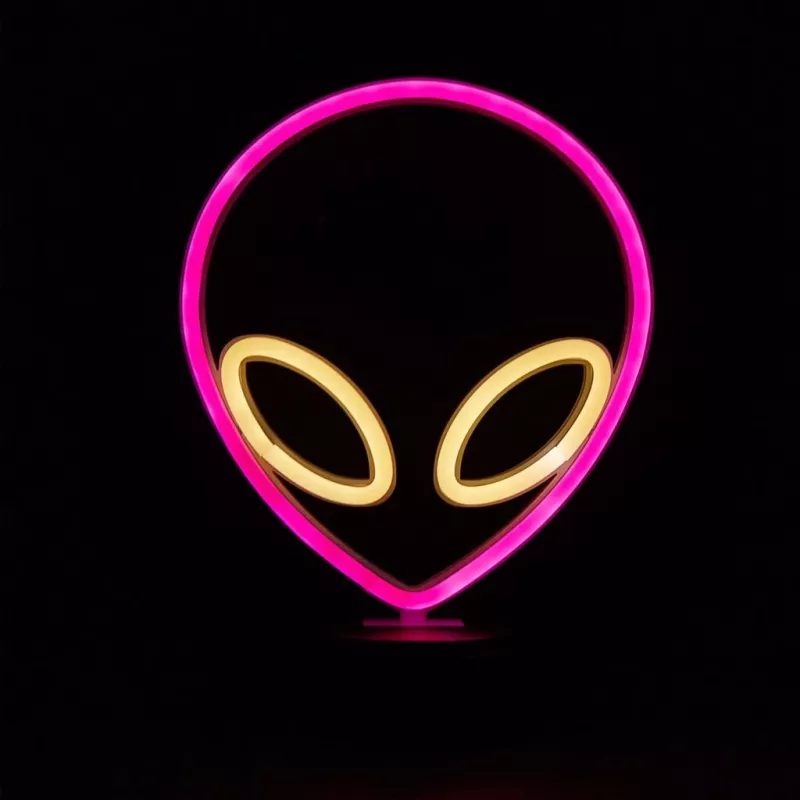 Lâmpada de mesa MANTA SNL86PK Style Neon Lights UFO rosa – lâmpada néon decorativa rosa