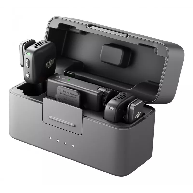 DJI Mic Mini (2 TX + 1 RX + estojo de carregamento) kit de microfone sem fios - cinzento escuro