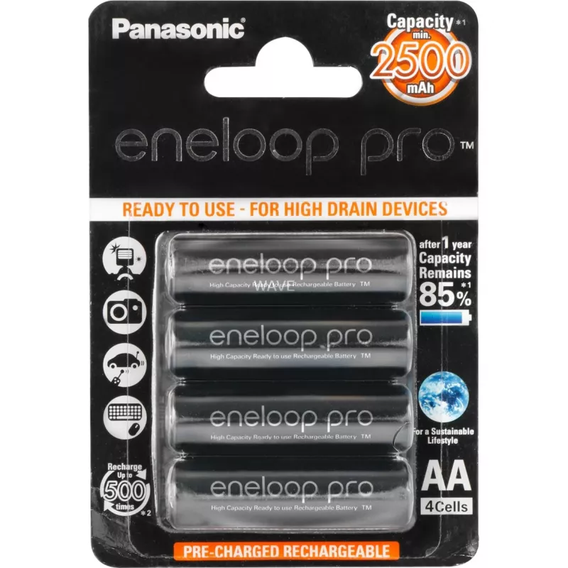 Pilha recarregável AA Panasonic BK-3HCCE/4BE NiMH 1,2 V 4 unid.