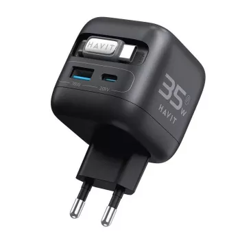 Carregador de viagem GaN Havit UC250 A-EU 20V 1xUSB-C 0,7m preto