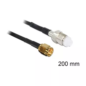 Cabo coaxial DeLOCK 88596 RG-174 0,2 m SMA FME preto
