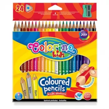 Lápis de cor triangulares Colorino Kids 24 cores (com afia)