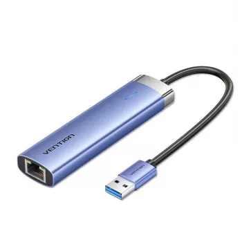 Vention TGFSB USB 3.2 Gen 1 (3.1 Gen 1) Type-A hub de 5 portas com Gigabit RJ-45 e USB-C, azul