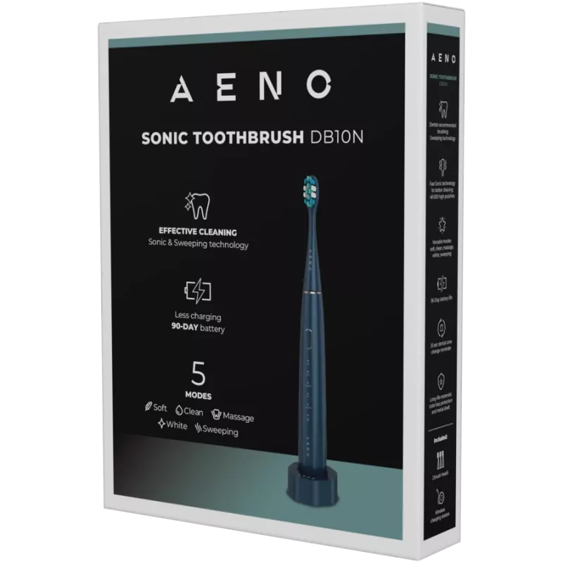 Escova de dentes sem fios, azul-marinho, 3 cabeças de escova, 1400mAh, funções: suave, limpeza, massagem, branco, esfregar