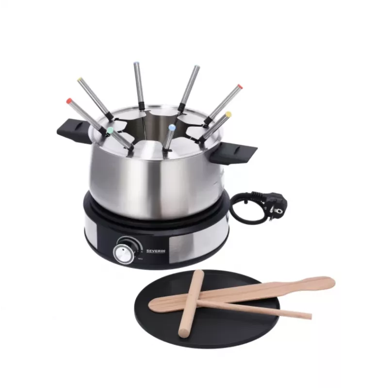 Severin FO 2471 combinação de fondue e crepes, preto/aço inoxidável