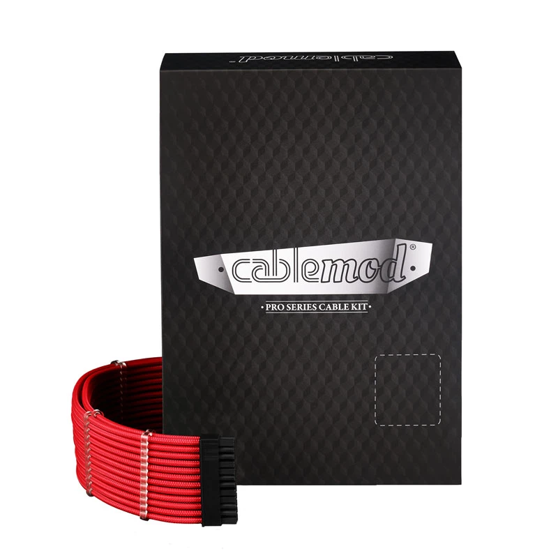 Kit de cabos 12VHPWR modulares com sleeve CableMod RT-Series Pro ModMesh StealthSense Red – CM-PRTS-16X2KIT-NKR-R